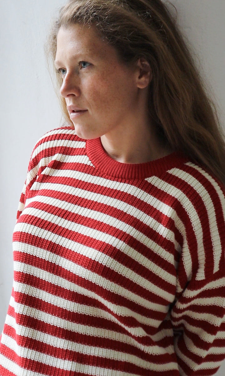 Gestreifter Strickpullover aus Bio Baumwolle