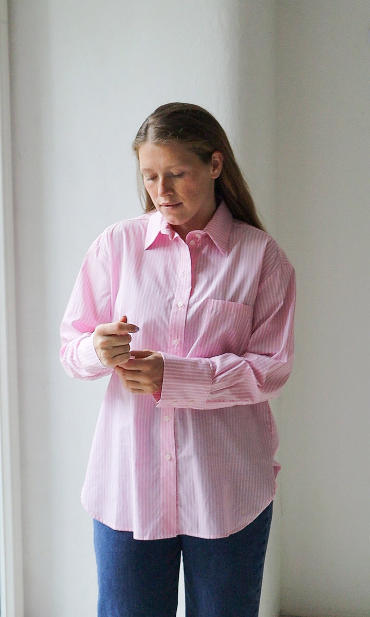 Boyfriend Hemd Rosa Gestreift