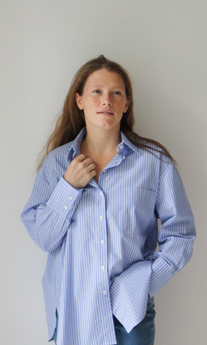 Boyfriend Hemd Blau gestreift