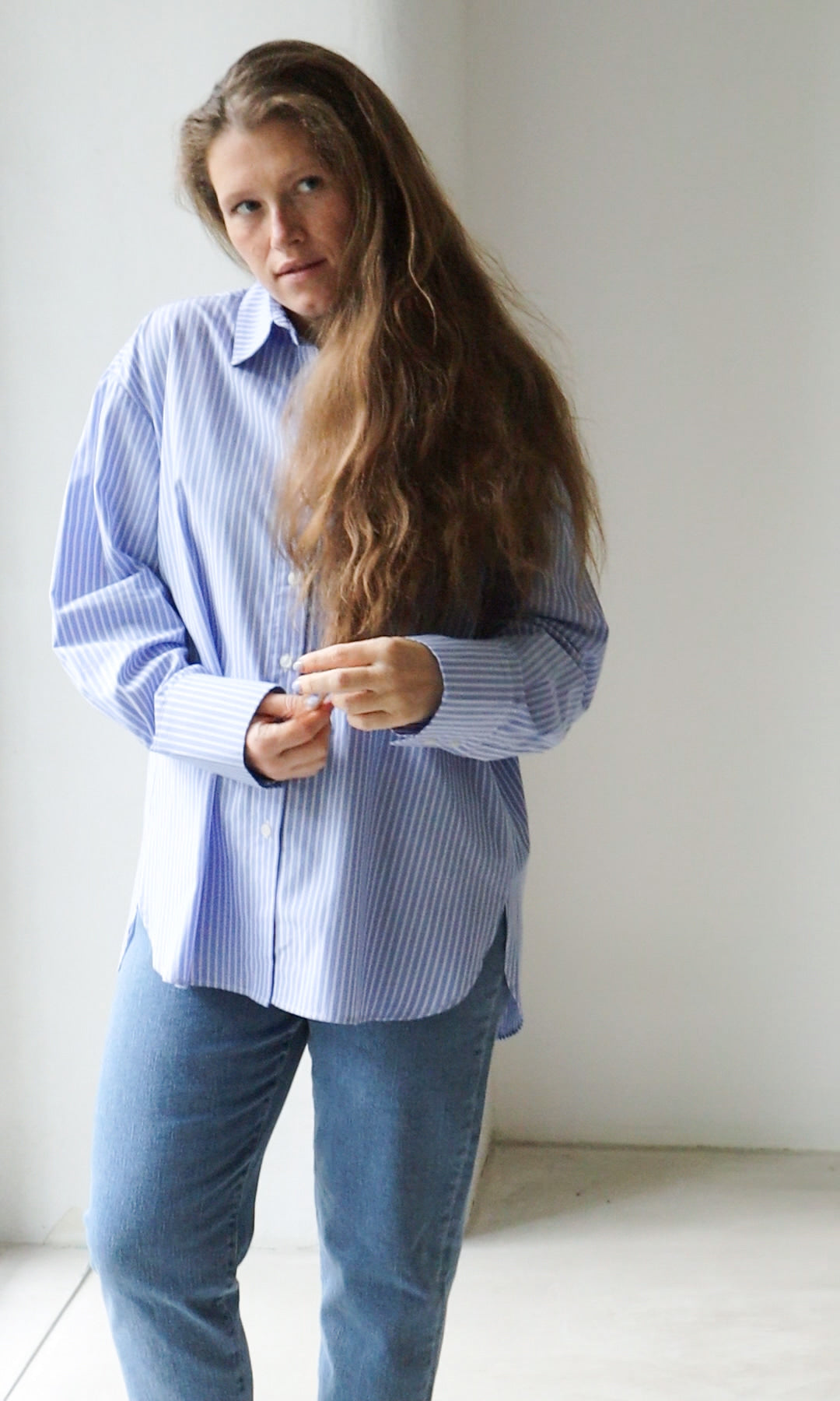 Boyfriend Hemd Blau gestreift