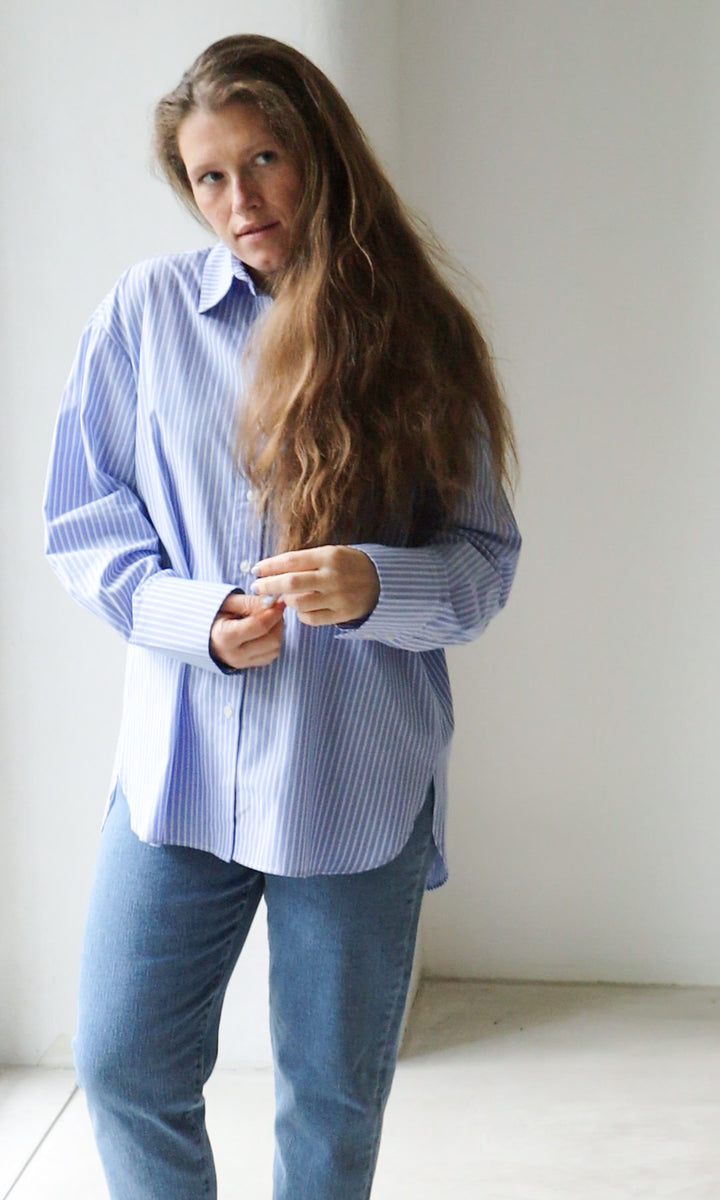 Boyfriend Hemd Blau gestreift