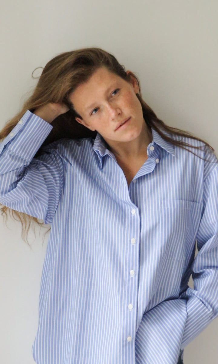 Boyfriend Hemd Blau gestreift