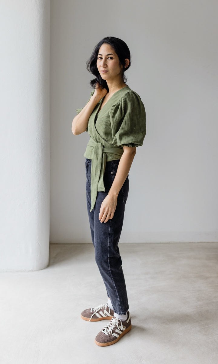 Musselin Wickelbluse