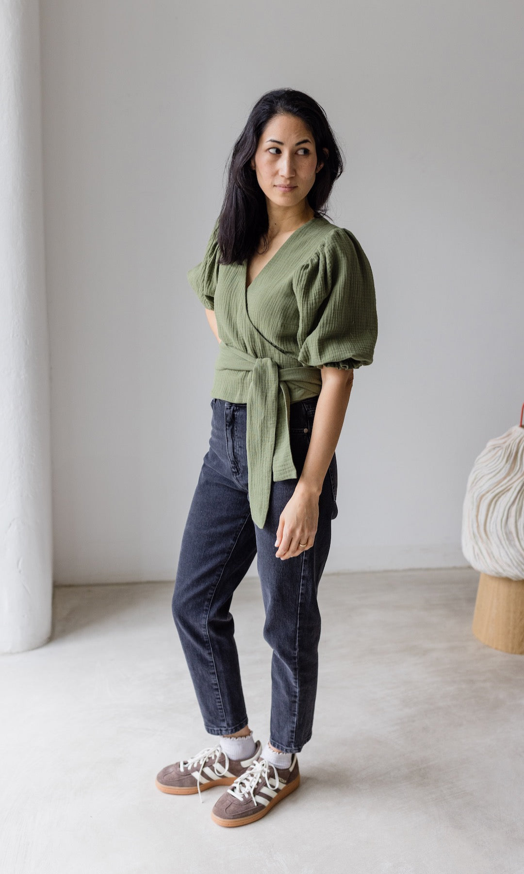 Musselin Wickelbluse