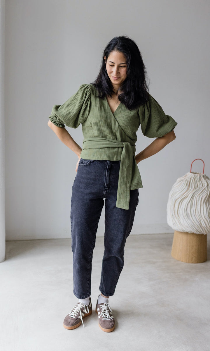 Musselin Wickelbluse