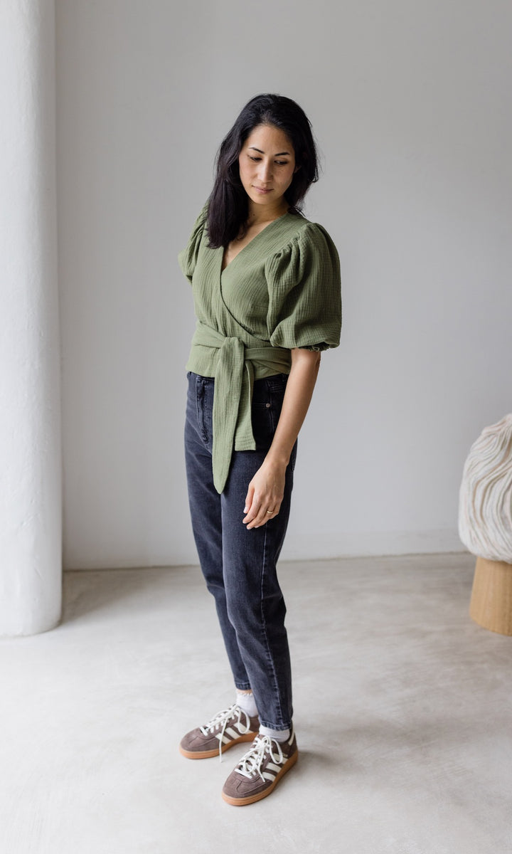 Musselin Wickelbluse