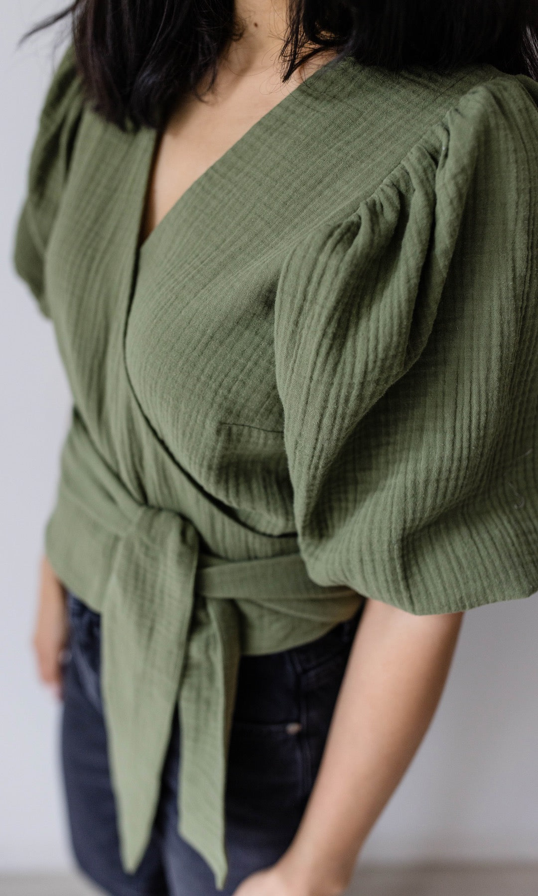 Musselin Wickelbluse
