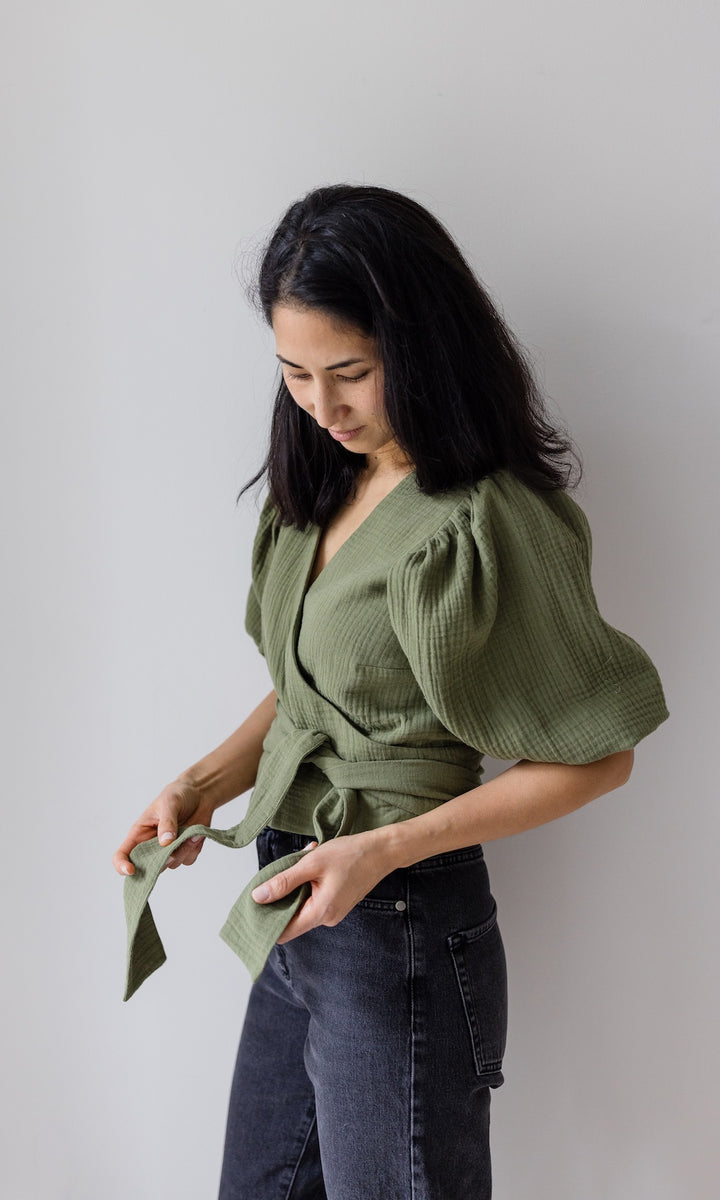 Musselin Wickelbluse