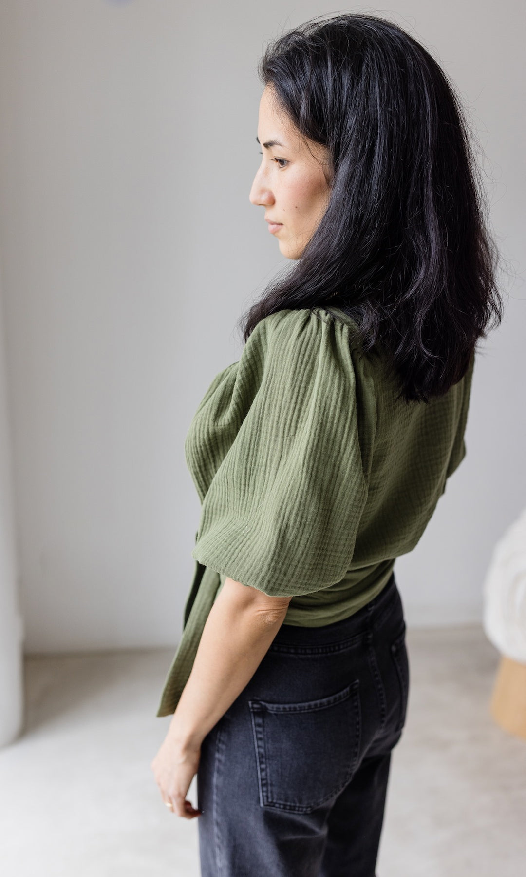 Musselin Wickelbluse