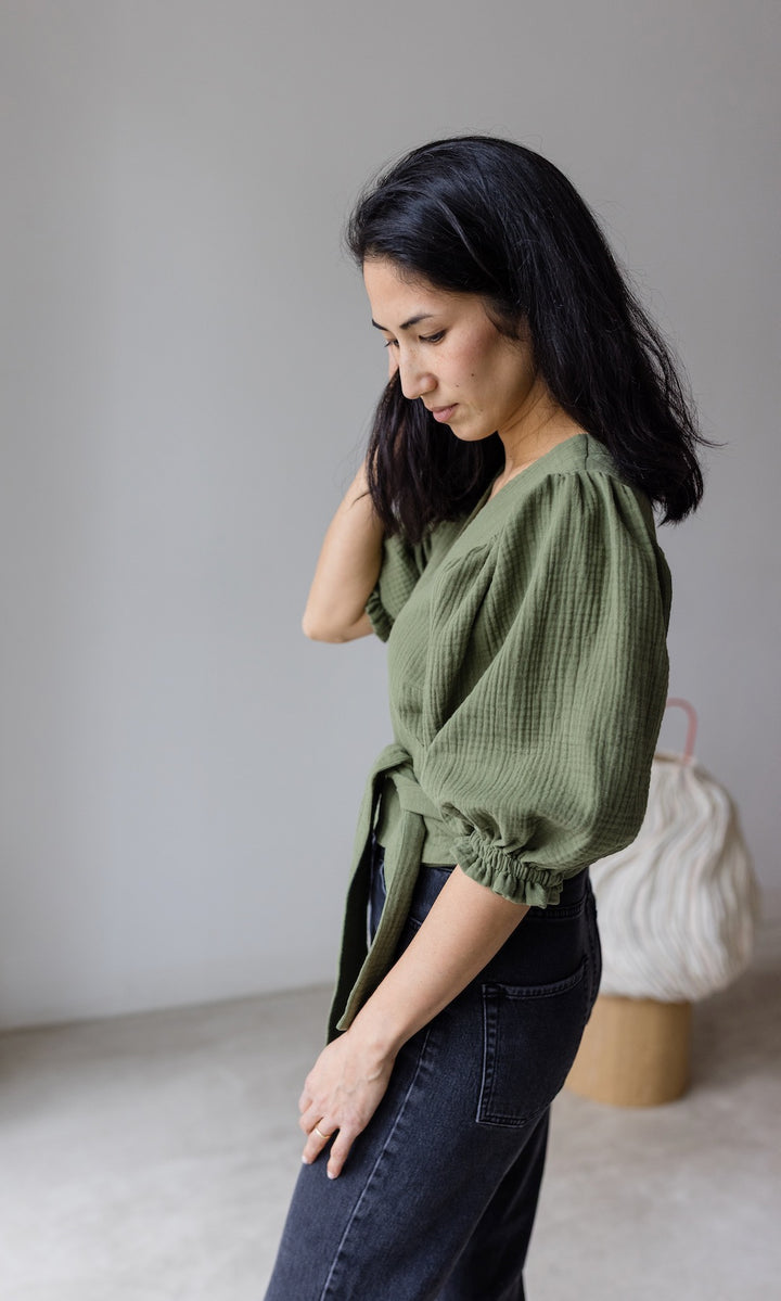 Musselin Wickelbluse