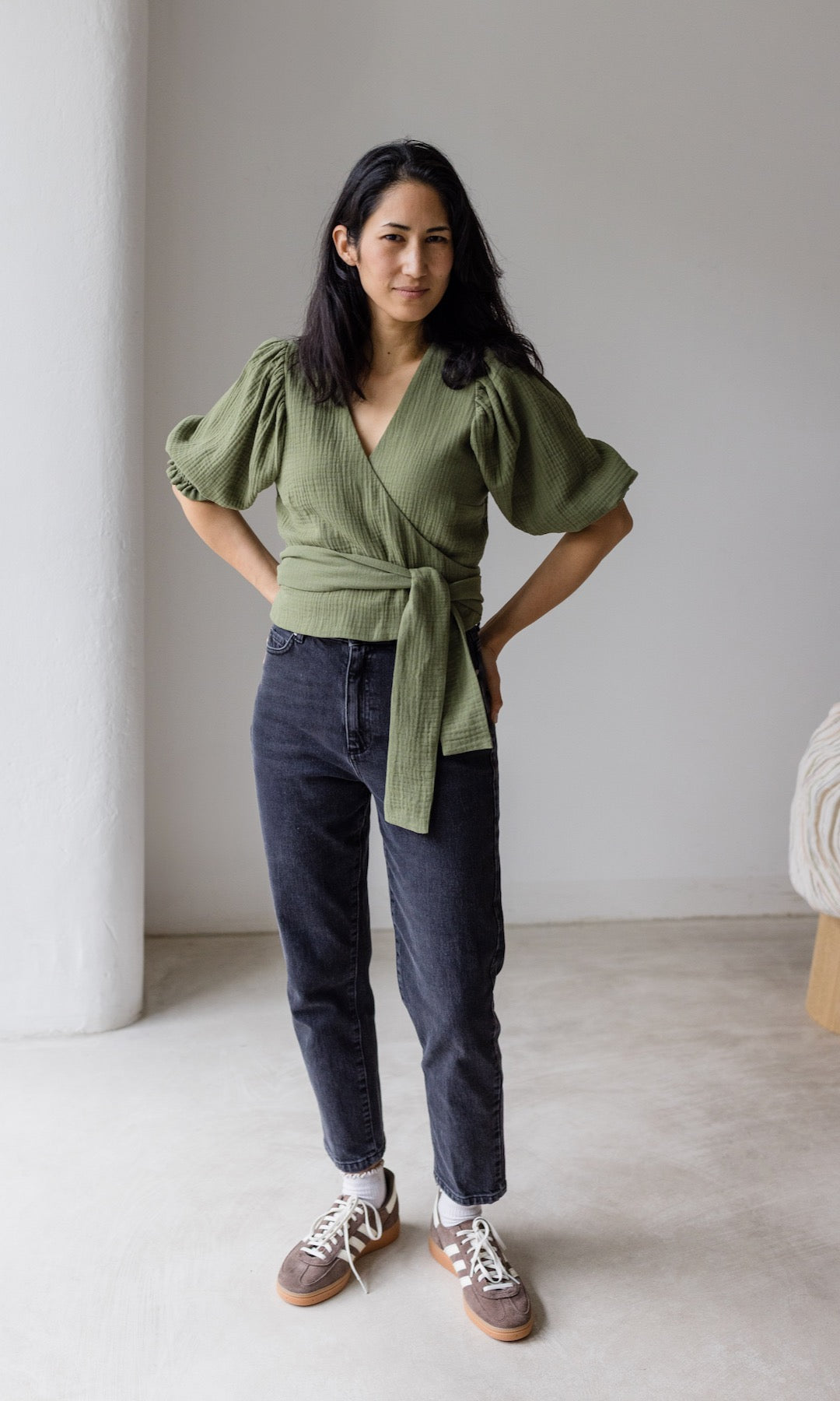 Musselin Wickelbluse
