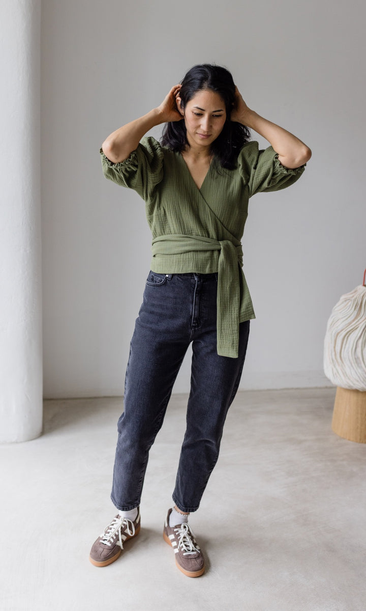 Musselin Wickelbluse
