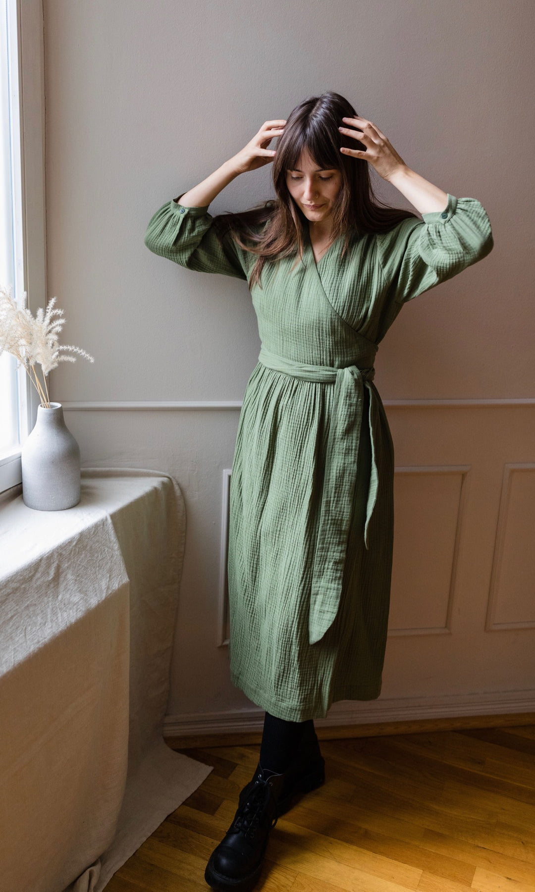 Musselin Wickelkleid - abricot coco