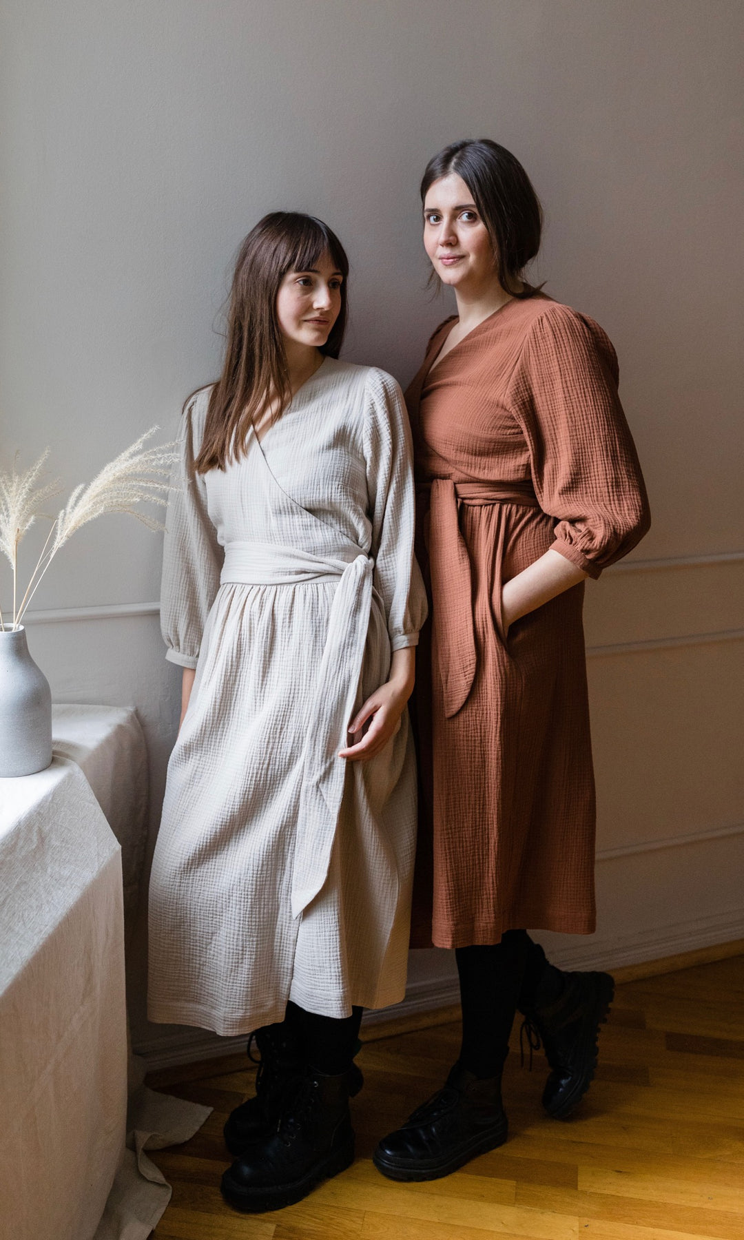 Musselin Wickelkleid - abricot coco