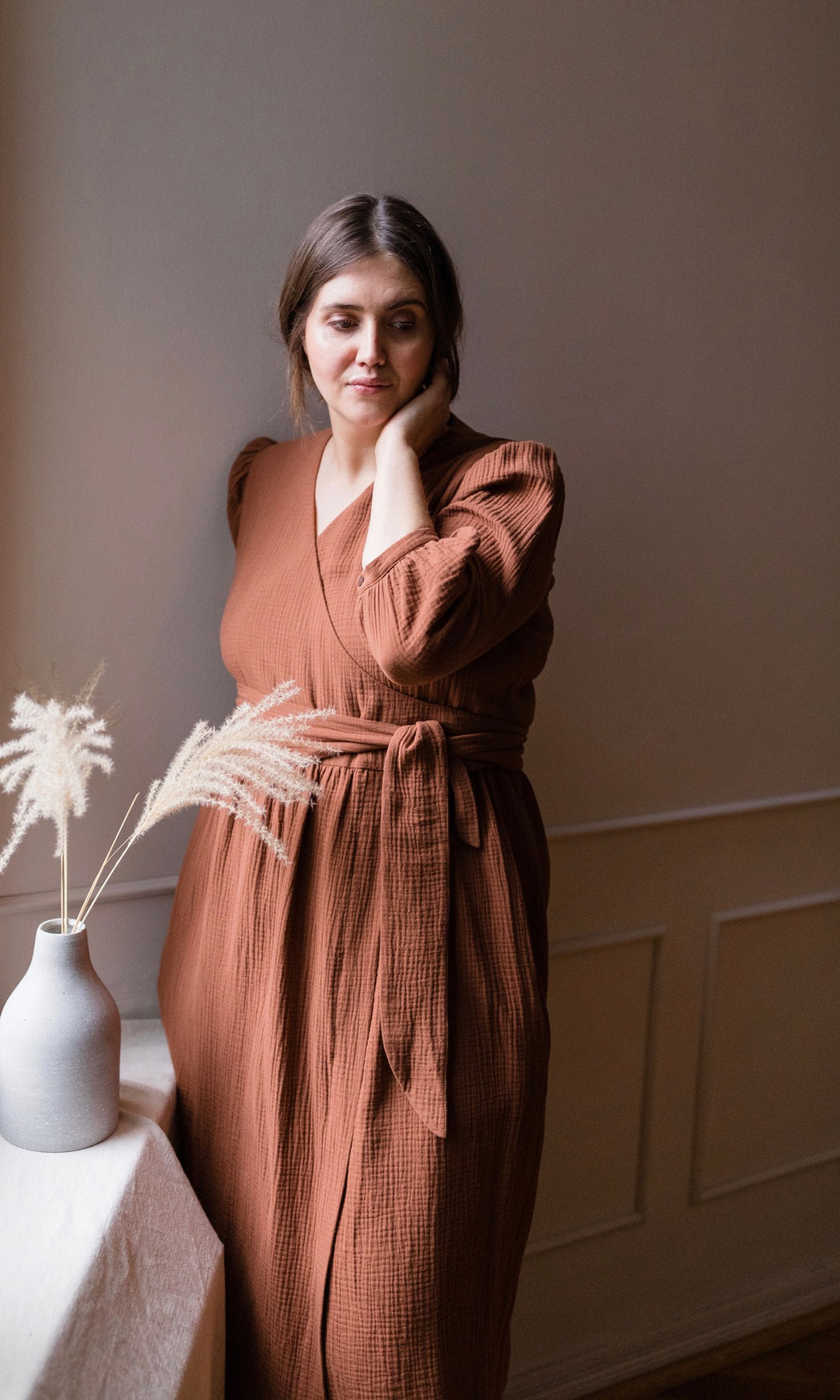 Musselin Wickelkleid - abricot coco