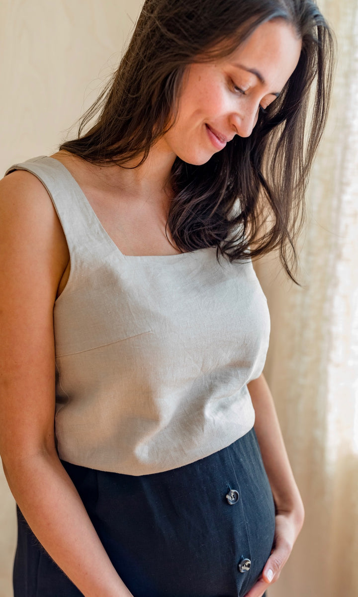 Trägertop aus Leinen (nur noch in XS, L, XL, XXL) - abricot coco
