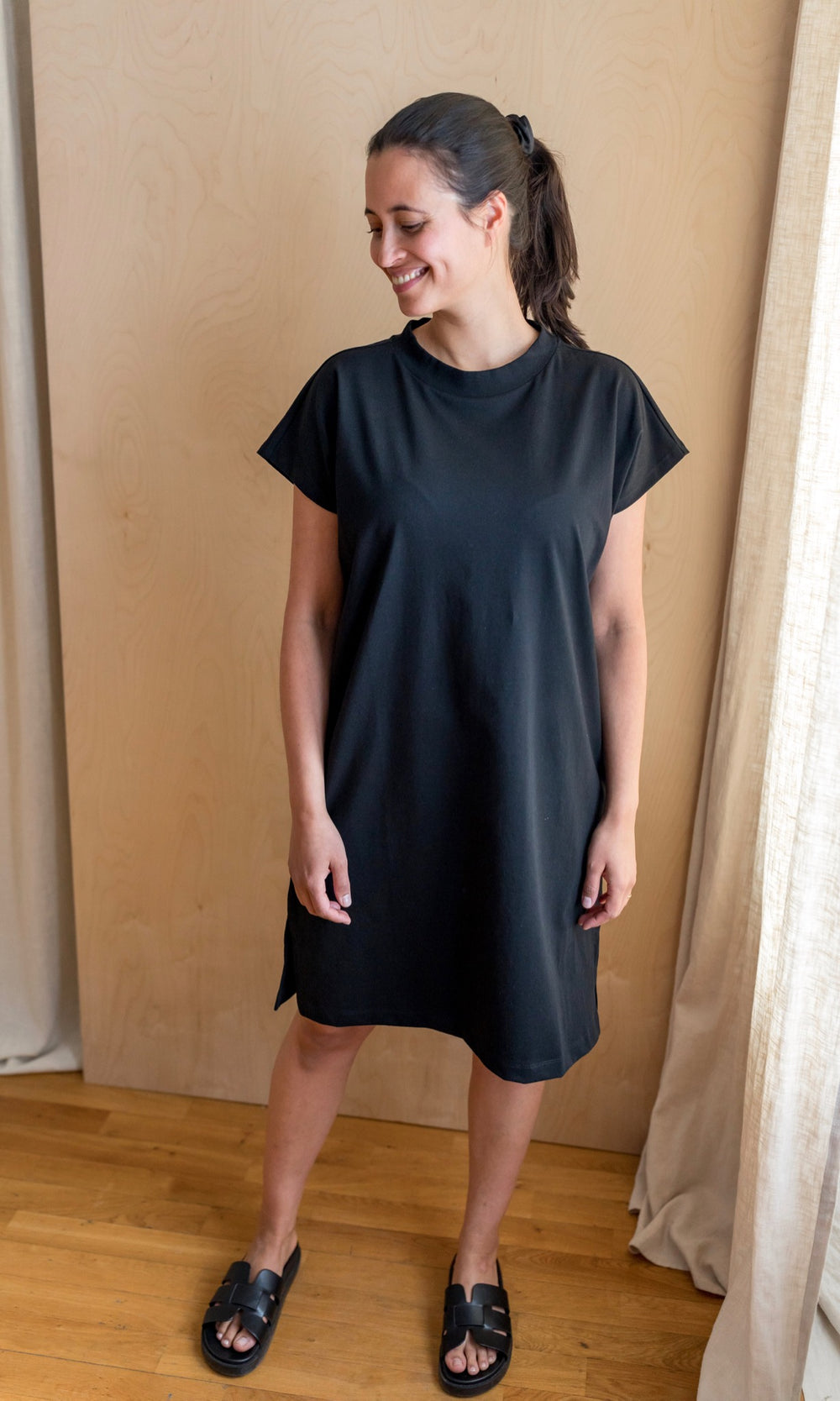 T-Shirt Kleid Basic - abricot coco