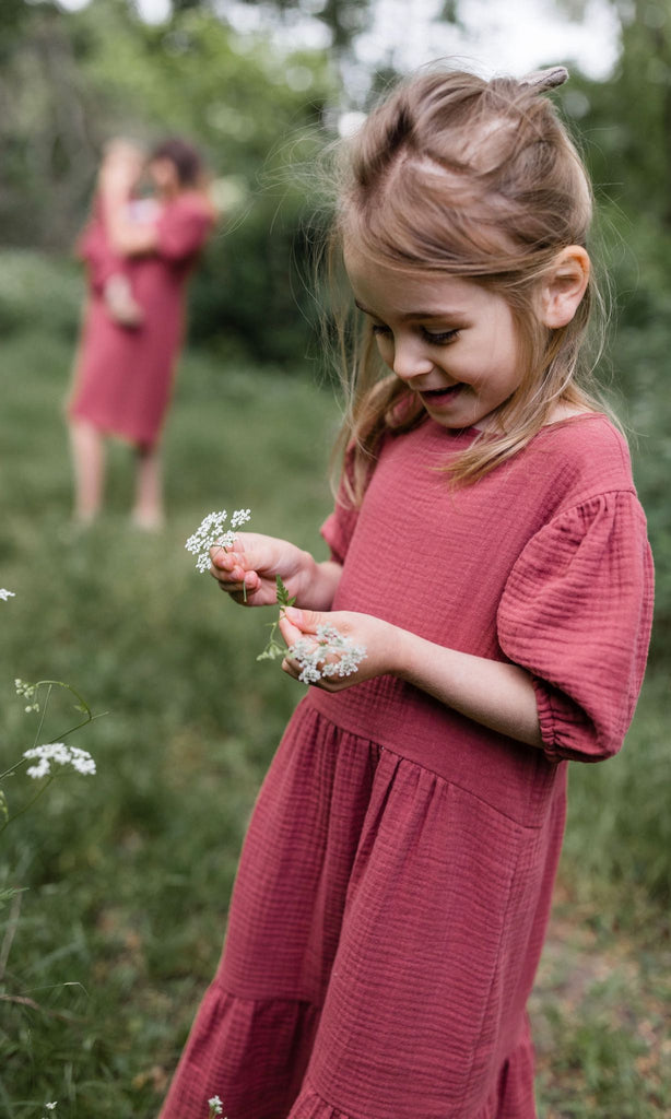 Kinderkleid aus Bio Baumwoll Musselin - abricot coco x Lovis