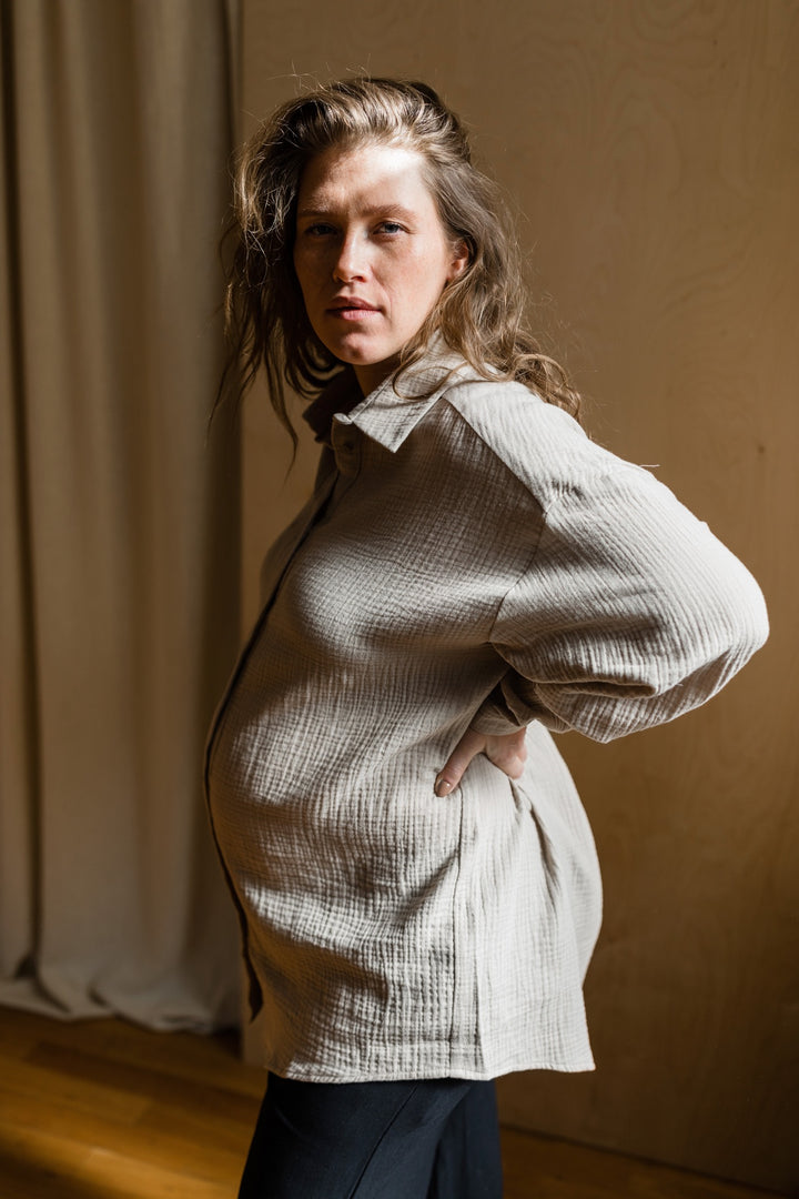 Oversized Musselin Hemd - nur noch in XS, L und XL verfügbar - abricot coco