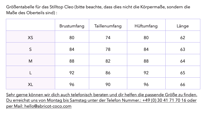Langarm Stillshirt Cléo mit Rollkragen in schwarz Größentabelle