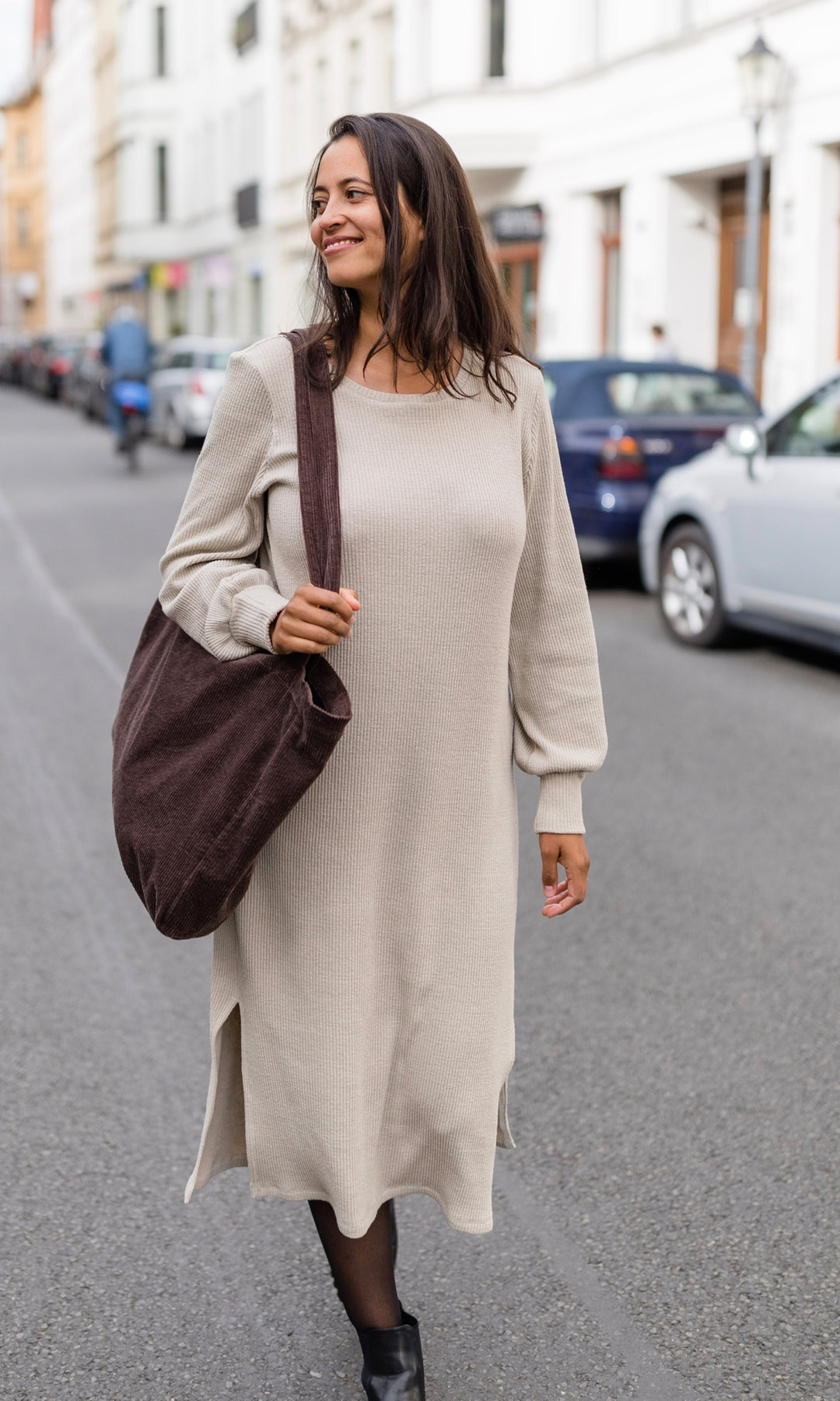 Langes Strickkleid Jules – abricot coco